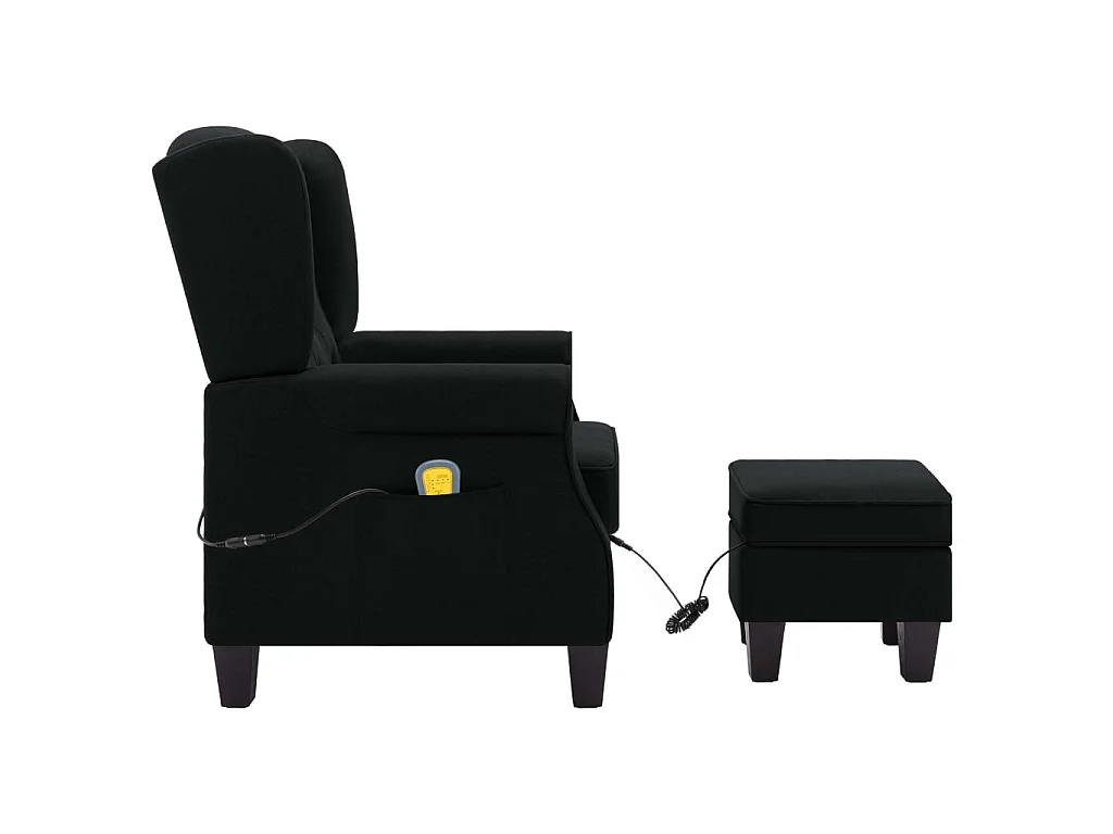 Fauteuil de massage avec repose-pied Noir Tissu