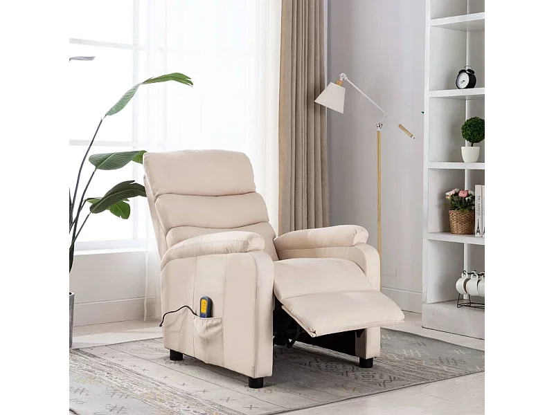 Fauteuil inclinable de massage Crème Tissu 6