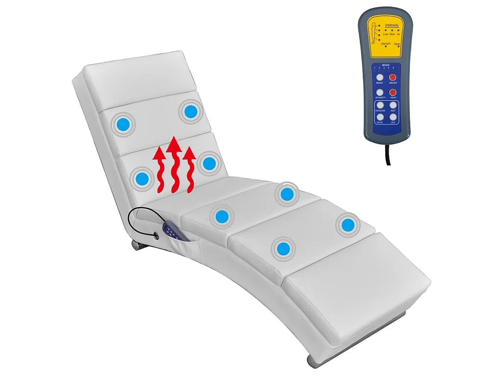 Chaise longue de massage Blanc Similicuir
