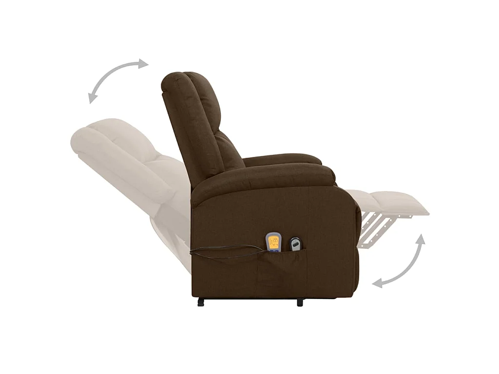Fauteuil de massage inclinable Marron foncé Tissu 15