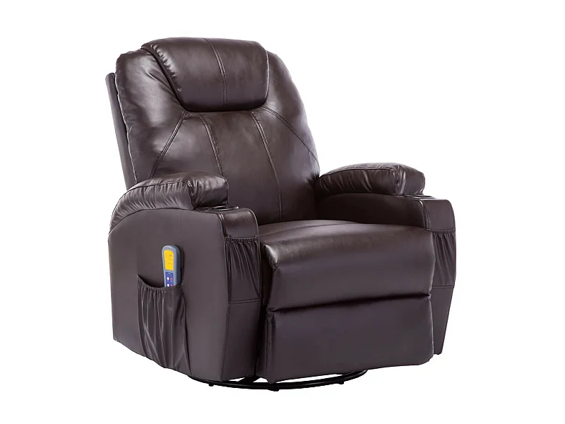 Fauteuil de massage inclinable électrique simili cuir marron Ripau