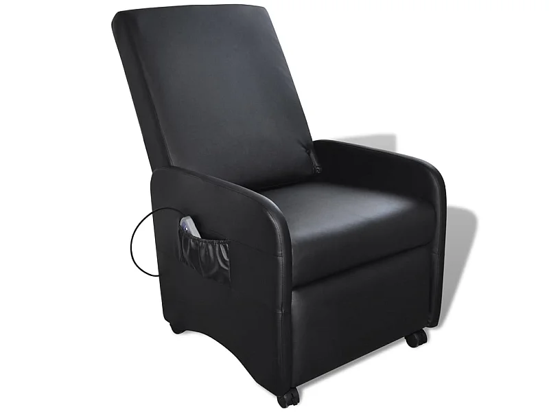 Fauteuil de massage Noir Similicuir 8