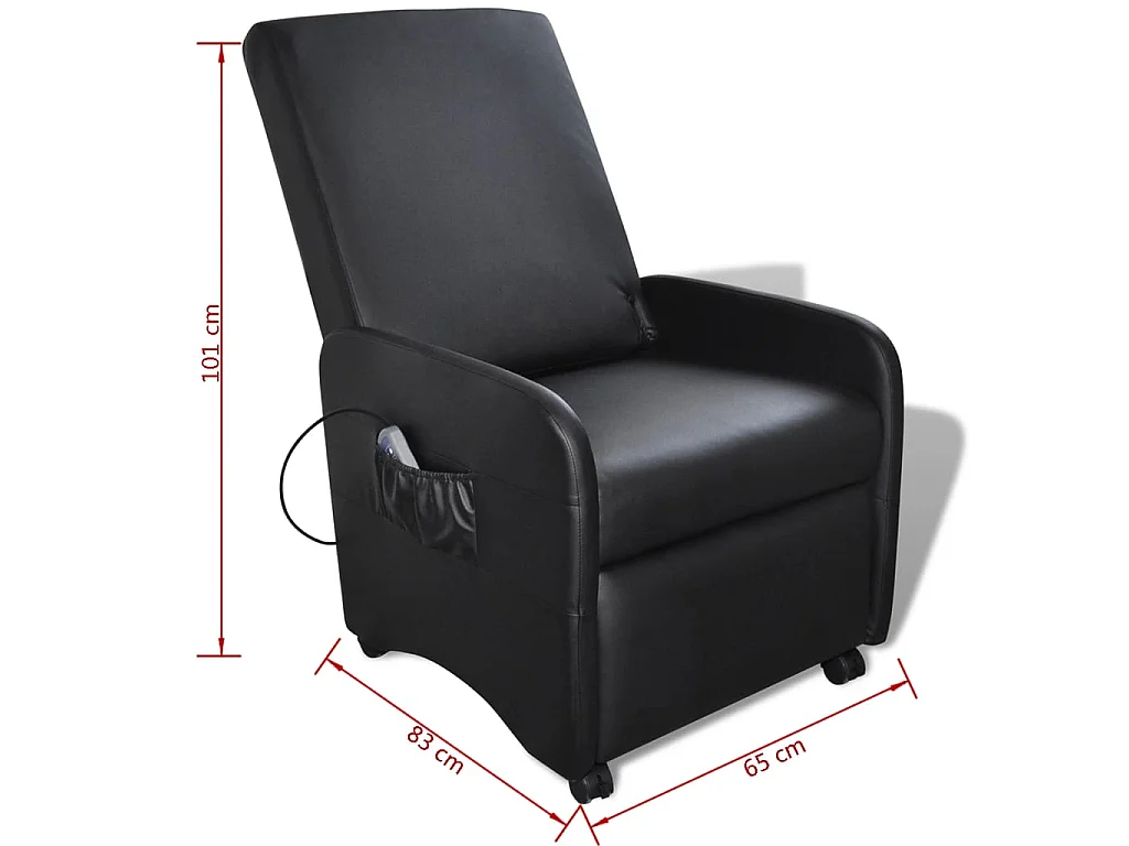 Fauteuil de massage Noir Similicuir 8