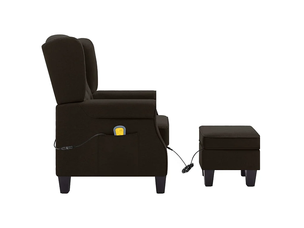 Fauteuil de massage avec repose-pied Marron foncé Tissu