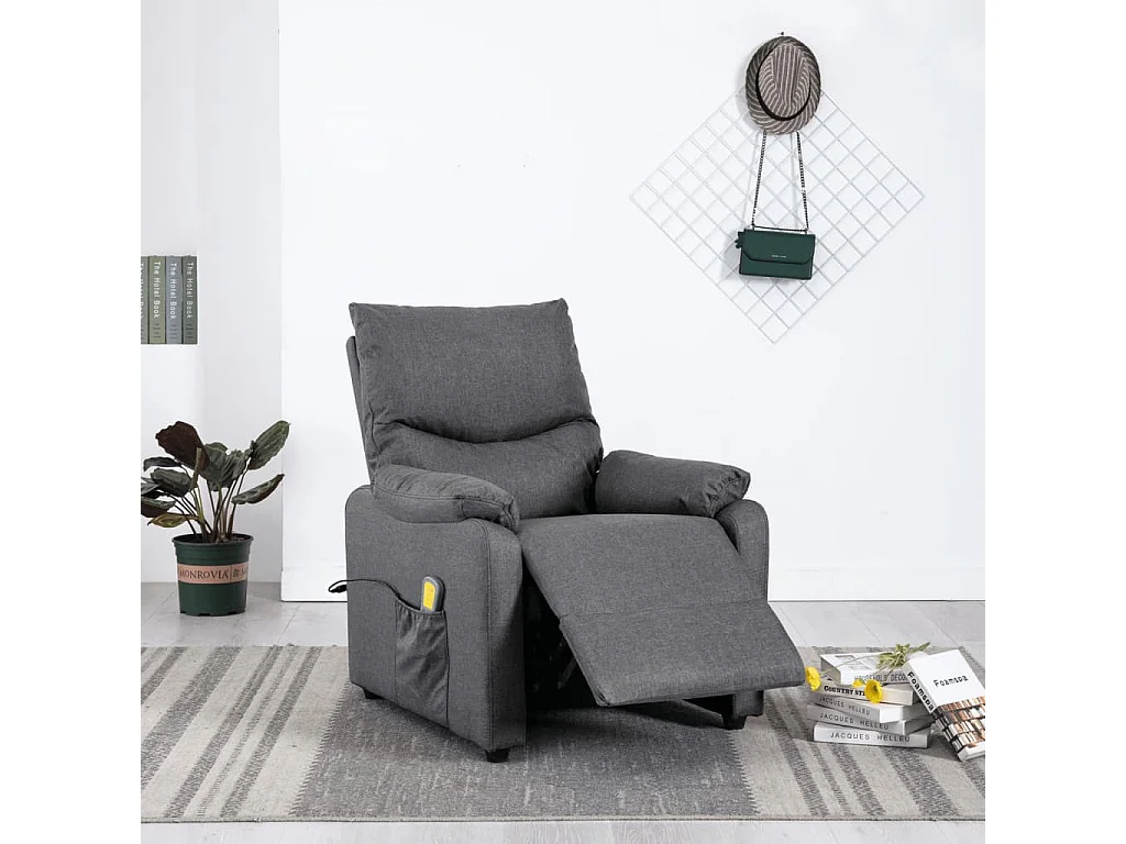 Fauteuil de massage inclinable électrique Gris foncé Tissu 11