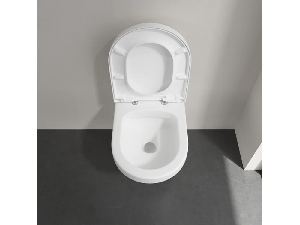 WC suspendu sans bride VILLEROY ET BOCH Architectura + abattant + bati support GROHE + plaque de commande chrome
