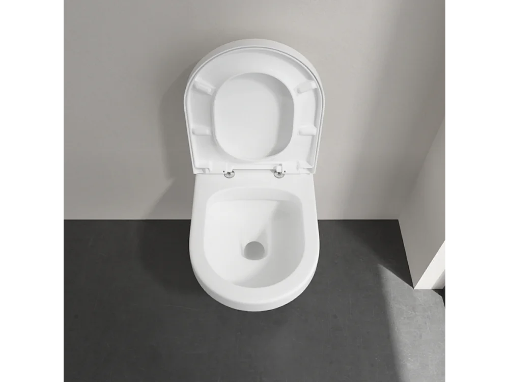 WC suspendu sans bride VILLEROY ET BOCH Architectura + abattant + bati support GROHE + plaque de commande chrome