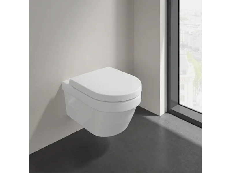 WC suspendu sans bride VILLEROY ET BOCH Architectura + abattant + Bâti-support Villeroy & Boch ViConnect + Plaque de commande