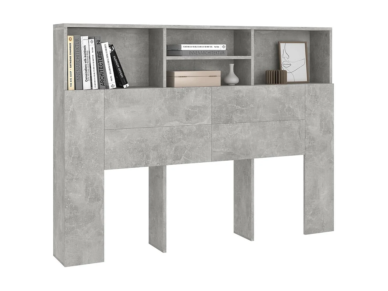 Armoire de tête de lit Gris béton 140x19x103,5