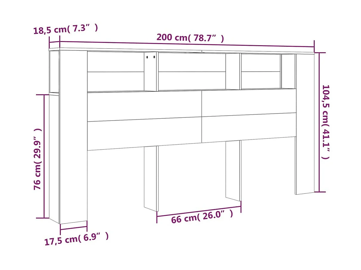 Tête de lit avec rangement Blanc 200x18,5x104,5