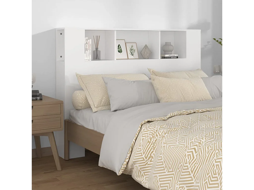 Armoire de tête de lit Blanc 140x18,5x104,5