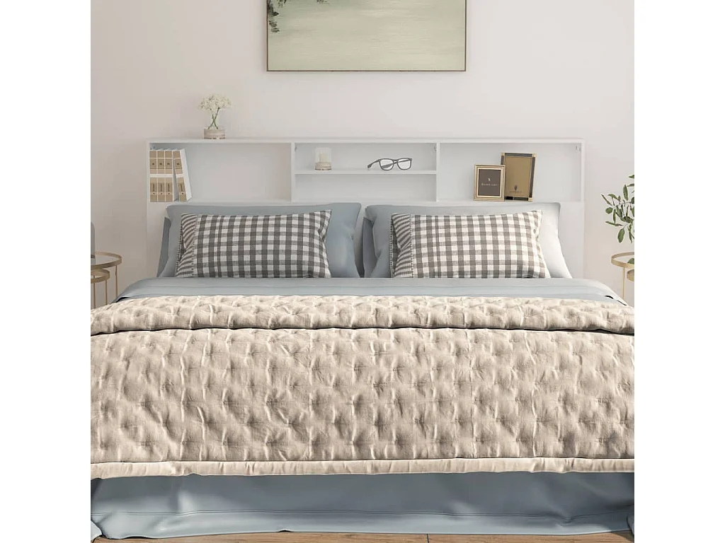 Tête de lit avec rangement Blanc 200x19x103,5