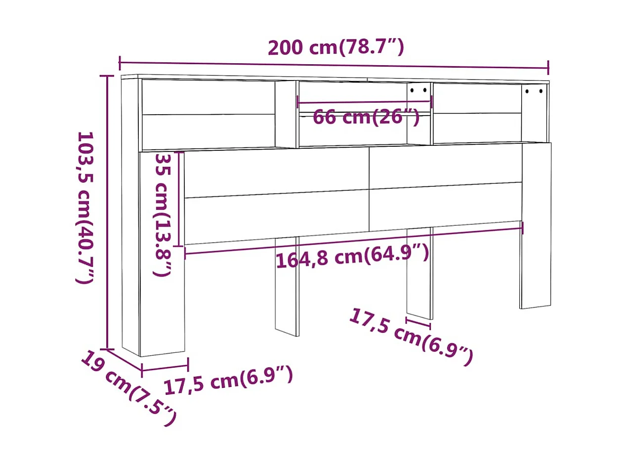 Tête de lit avec rangement Blanc 200x19x103,5