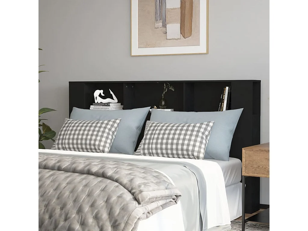 Armoire de tête de lit Noir 180x18,5x104,5