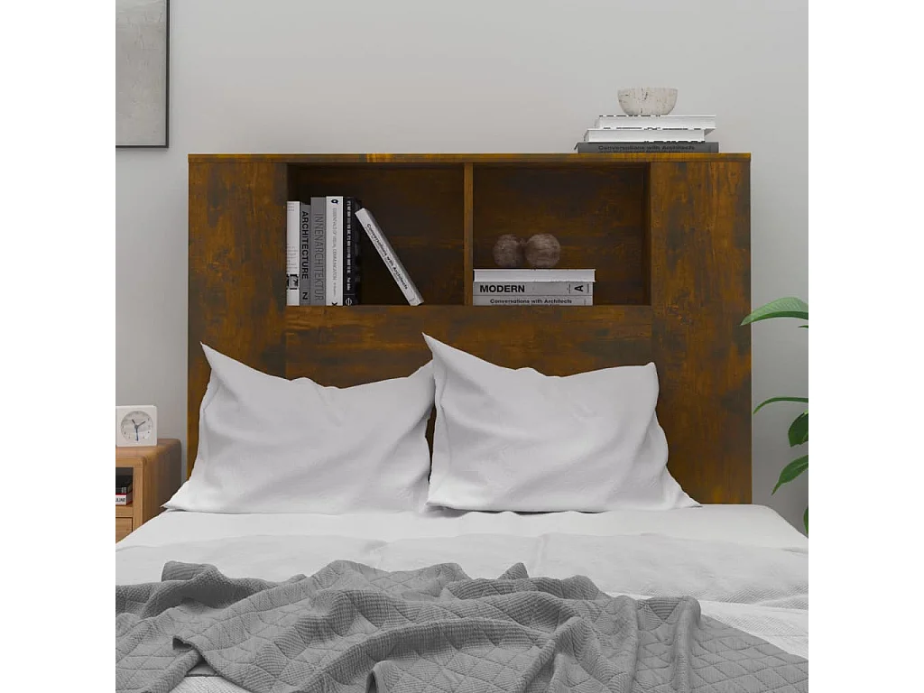 Armoire de tête de lit Chêne fumé 100x18,5x104,5