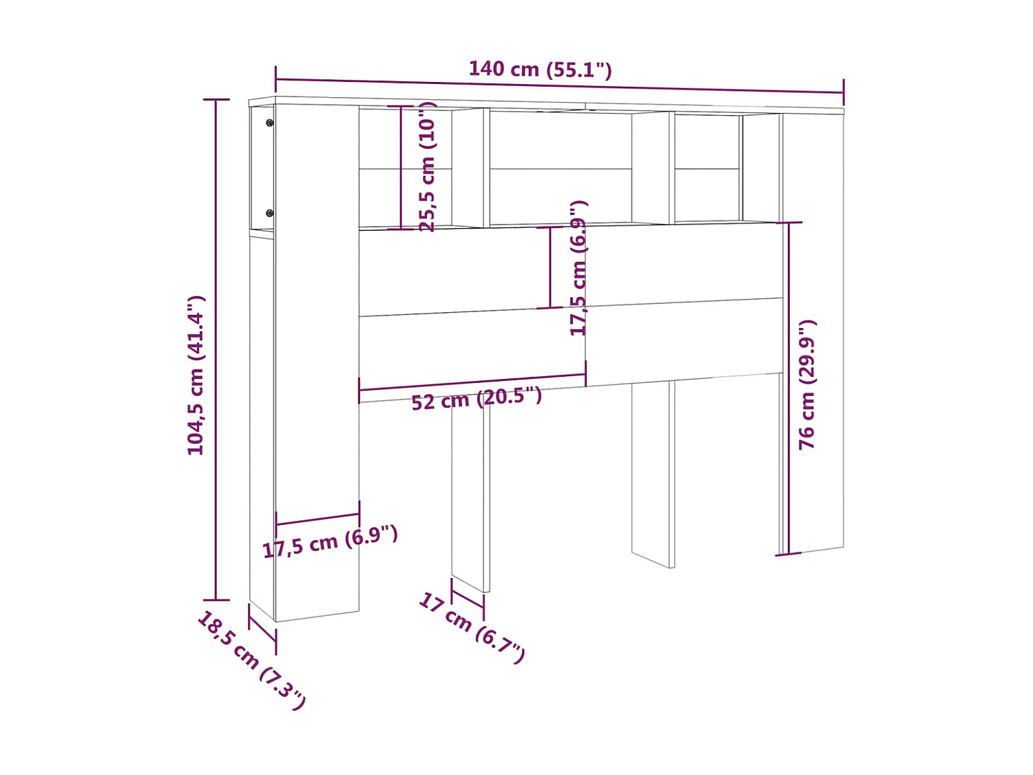 Armoire de tête de lit Chêne sonoma 140x18,5x104,5