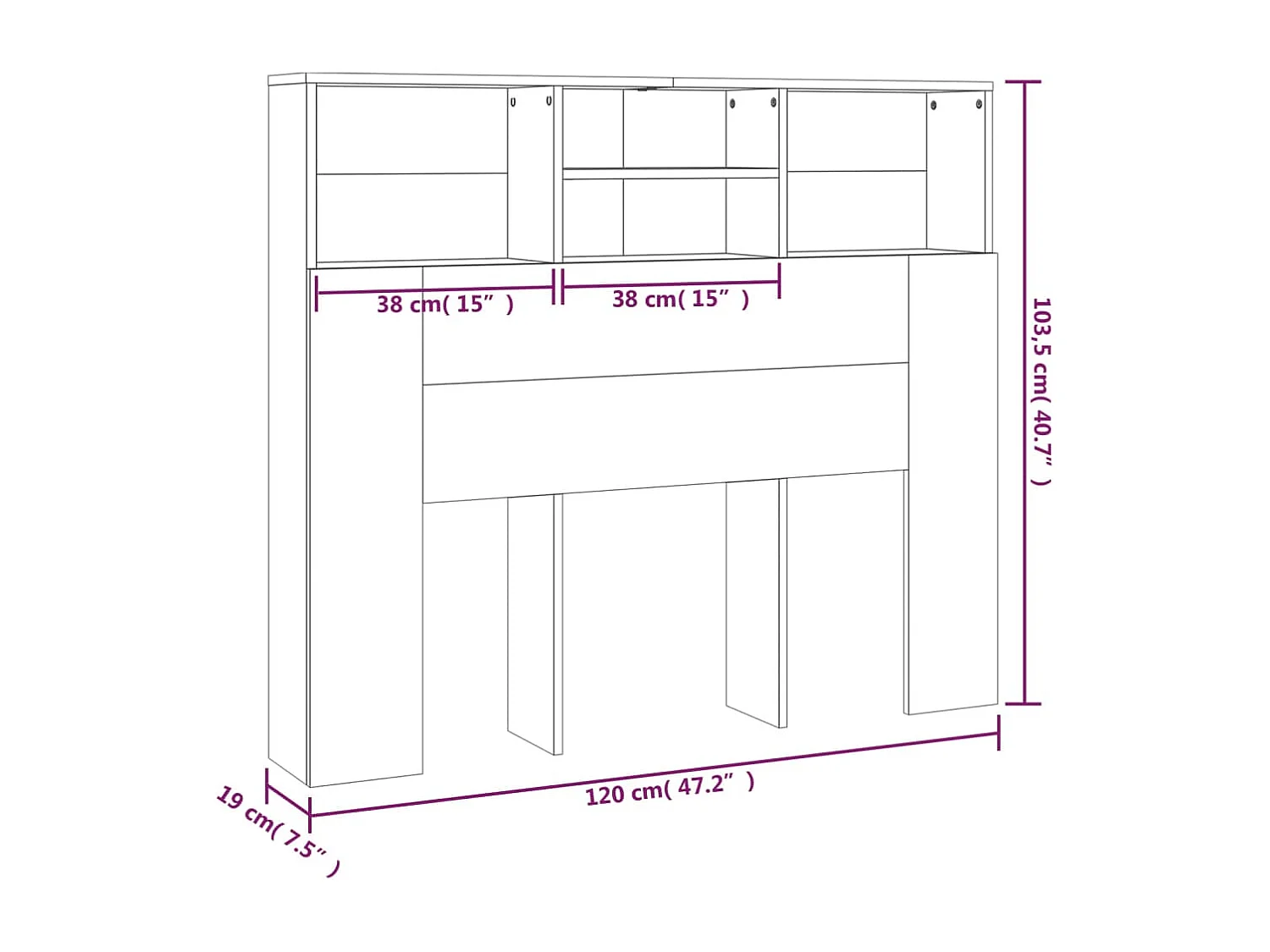 Armoire de tête de lit Chêne marron 120x19x103,5 Koza