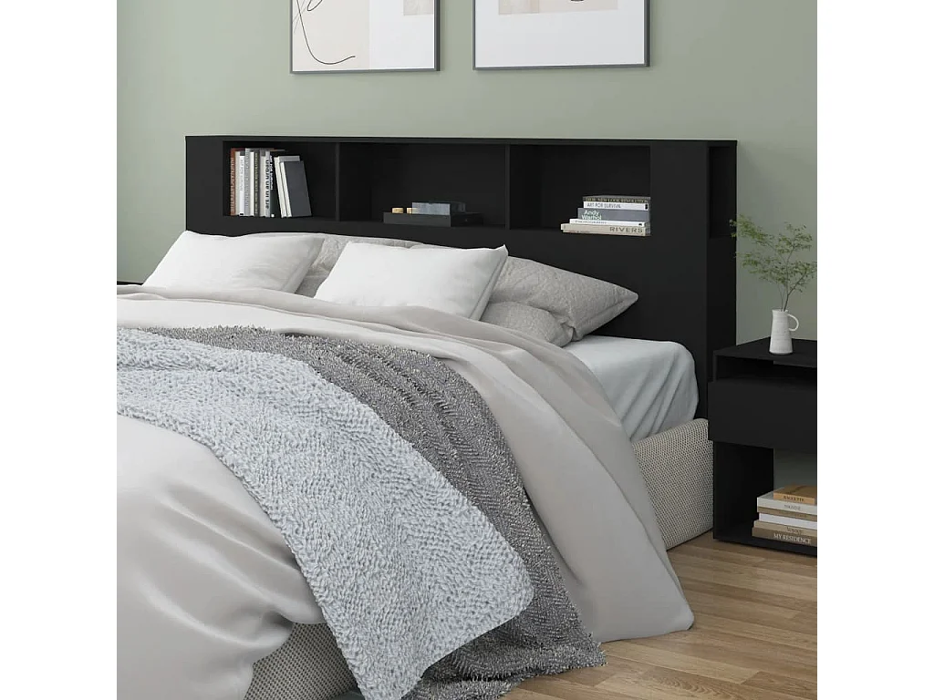 Tête de lit avec rangement Noir 200x18,5x104,5