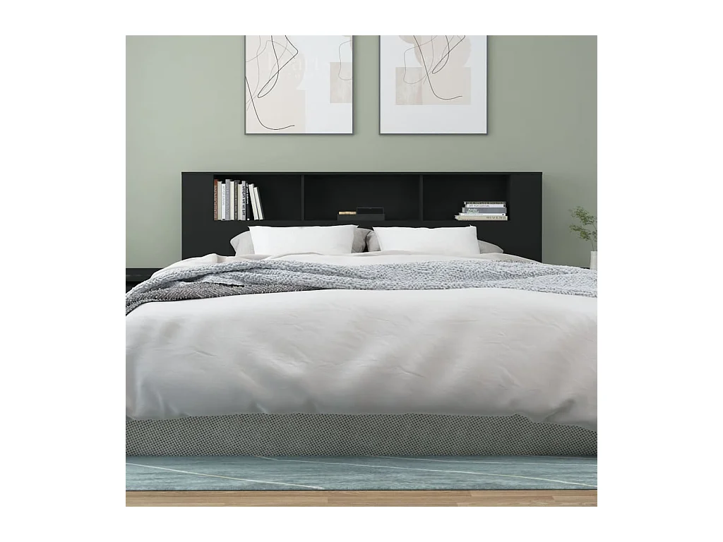 Tête de lit avec rangement Noir 200x18,5x104,5