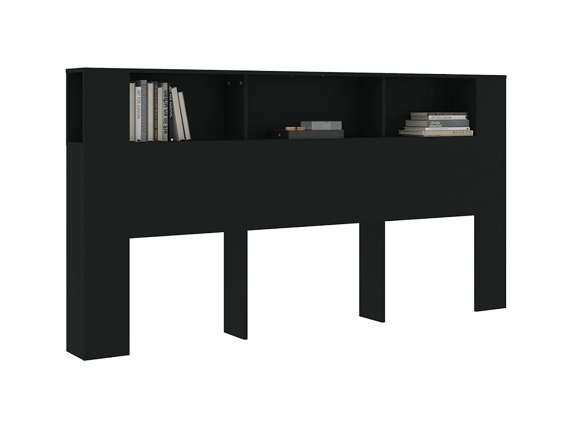 Tête de lit avec rangement Noir 200x18,5x104,5