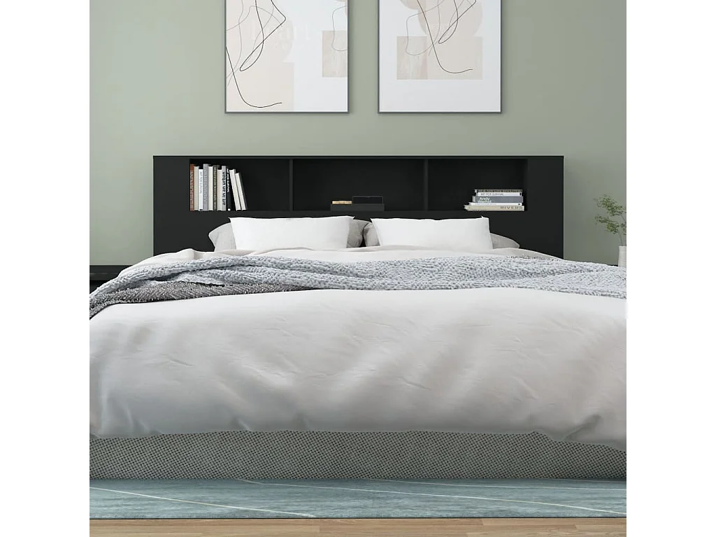 Tête de lit avec rangement Noir 200x18,5x104,5