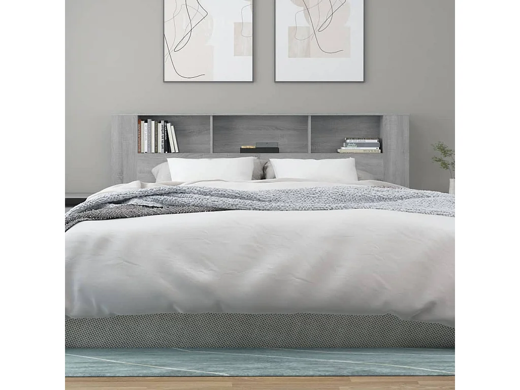Tête de lit avec rangement Sonoma gris 200x18,5x104,5