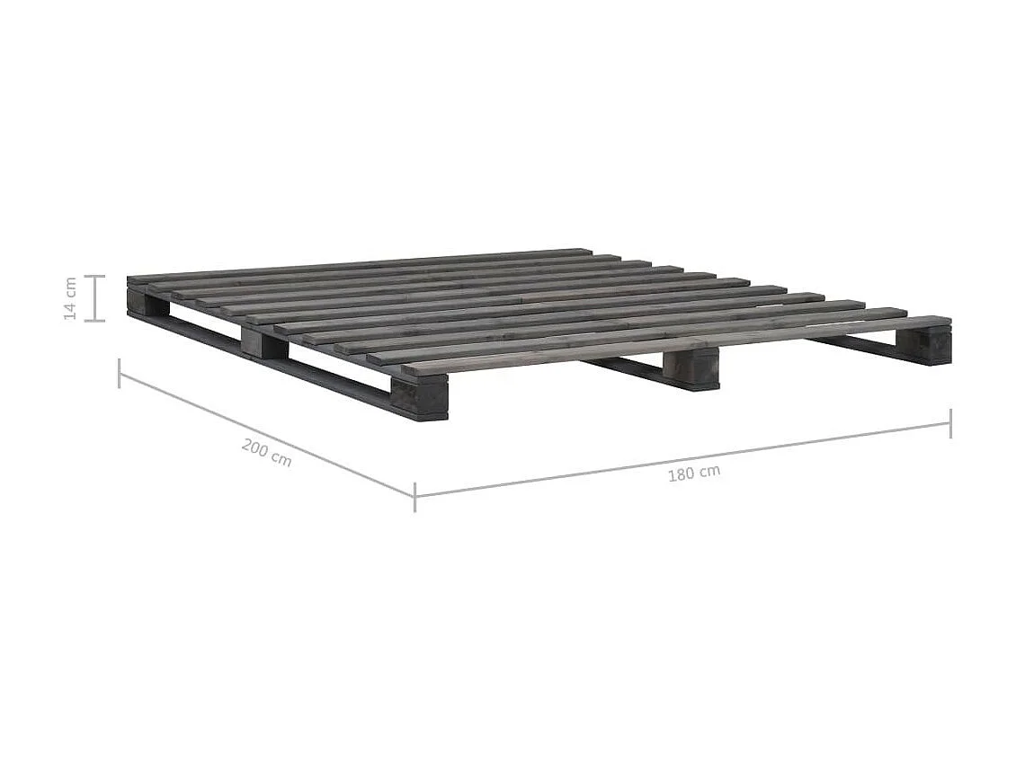 Bedframe pallet massief grenenhout grijs 180x200 cm