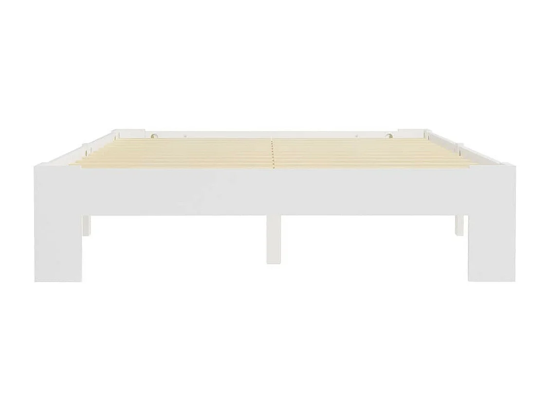 Cadre de lit Blanc Bois de pin massif 140x200 4