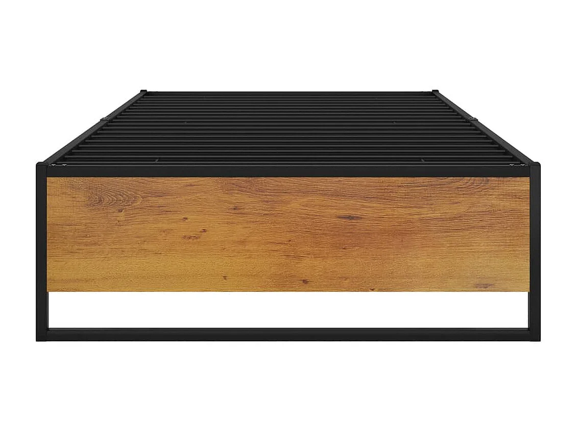 Cadre de lit en bois naturel et métal noir Voza-90x200