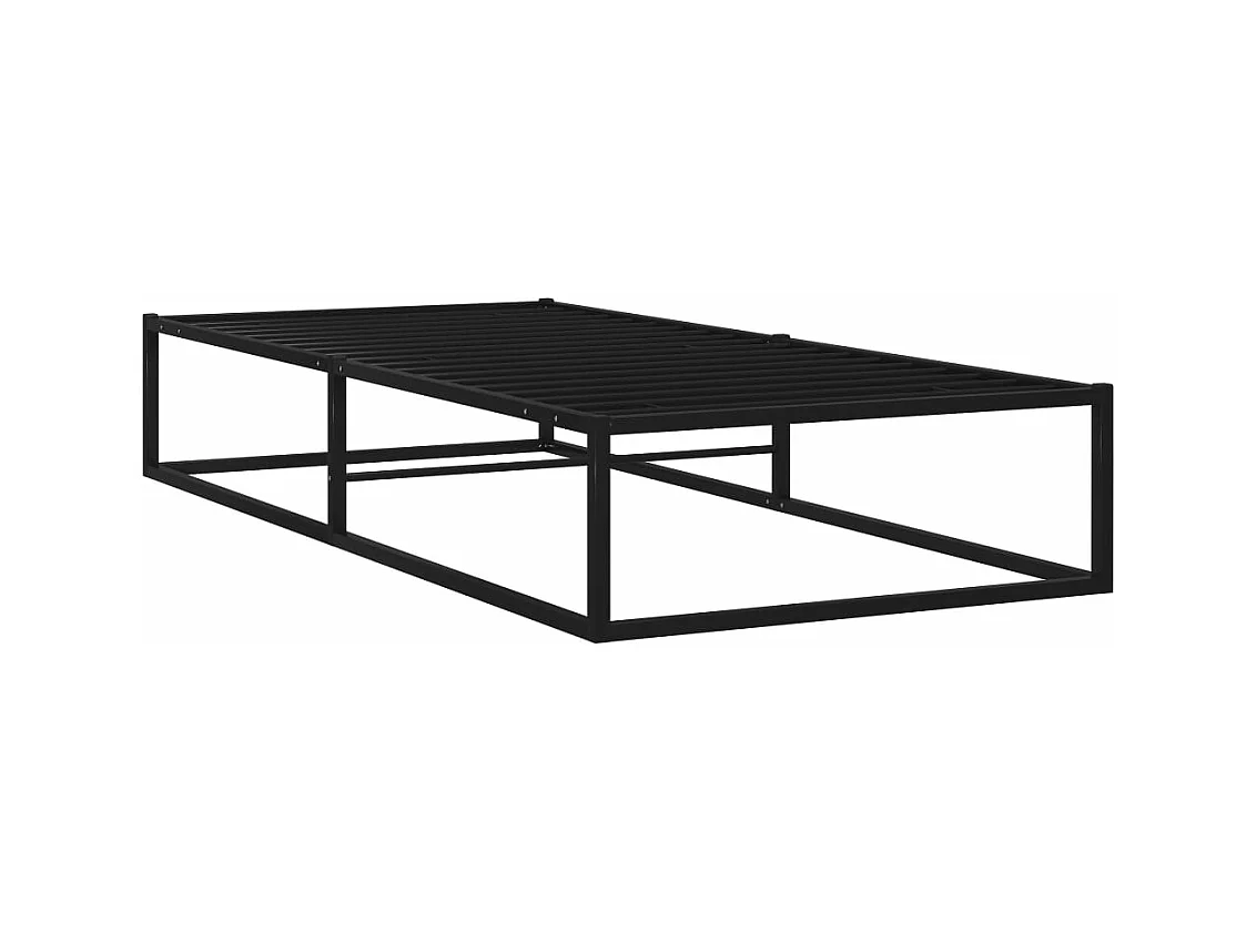 Estructura de cama de metal negra 140x200 cm-Ropa de cama 100x200 cm
