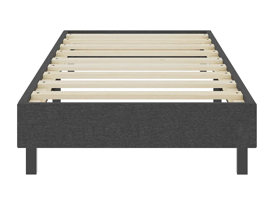 Sommier tapissier en tissu gris foncé sur pieds Sloka - Élégance et confort à 25.5cm de hauteur-90x200