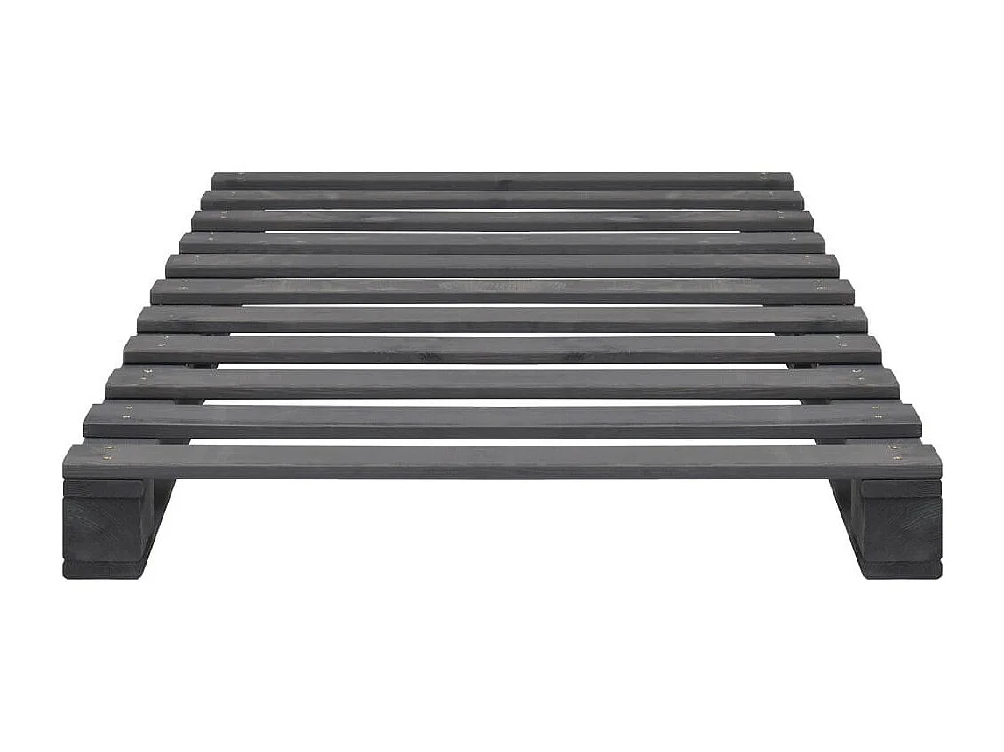Cadre de lit de palette Gris Bois de pin massif 90x200 2