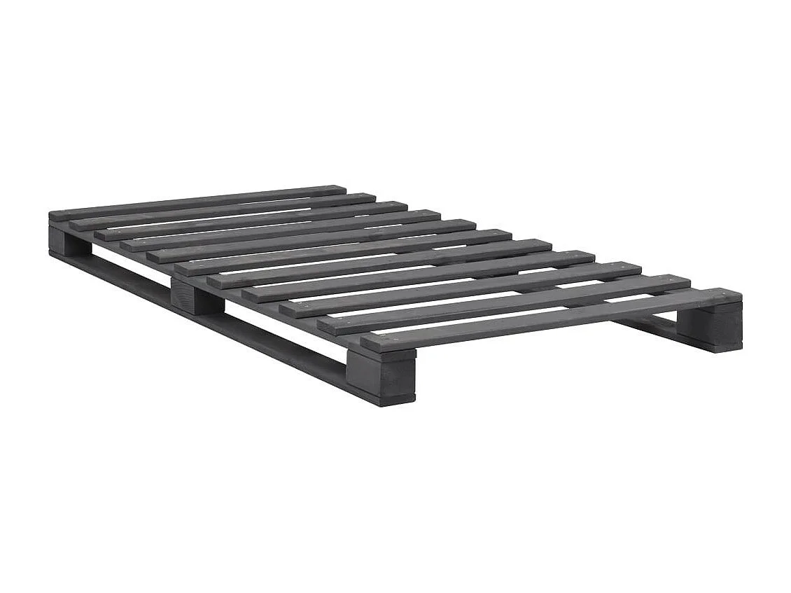 Cadre de lit de palette Gris Bois de pin massif 90x200 2