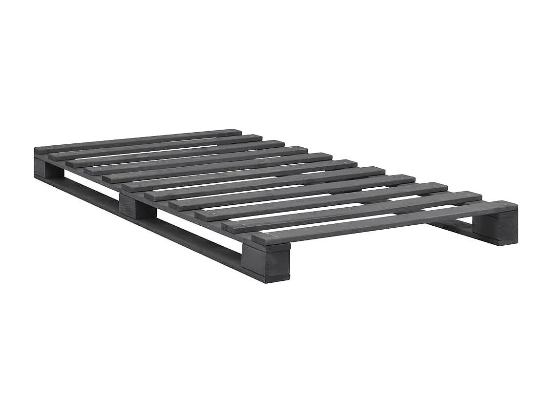 Cadre de lit de palette Gris Bois de pin massif 100x200