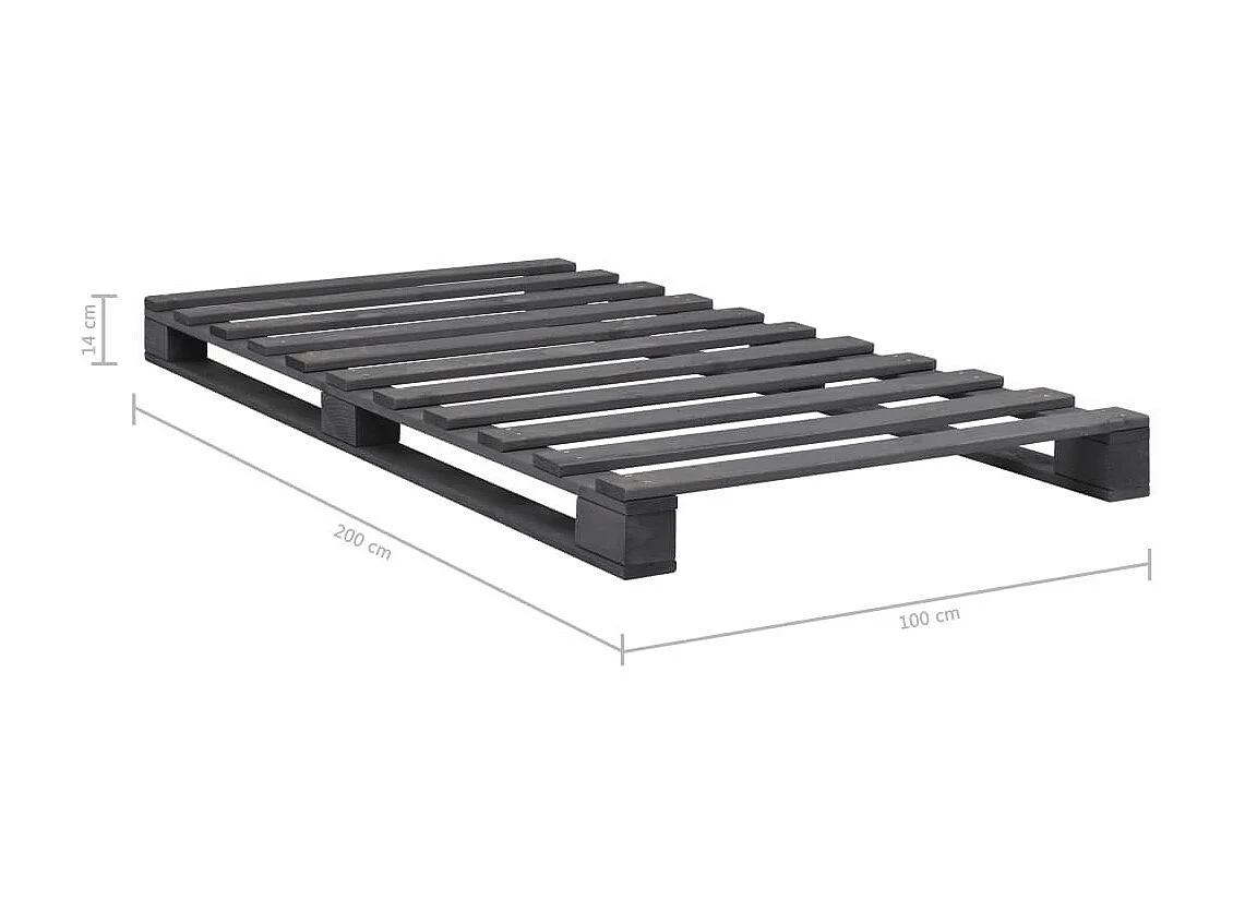 Cadre de lit de palette Gris Bois de pin massif 100x200