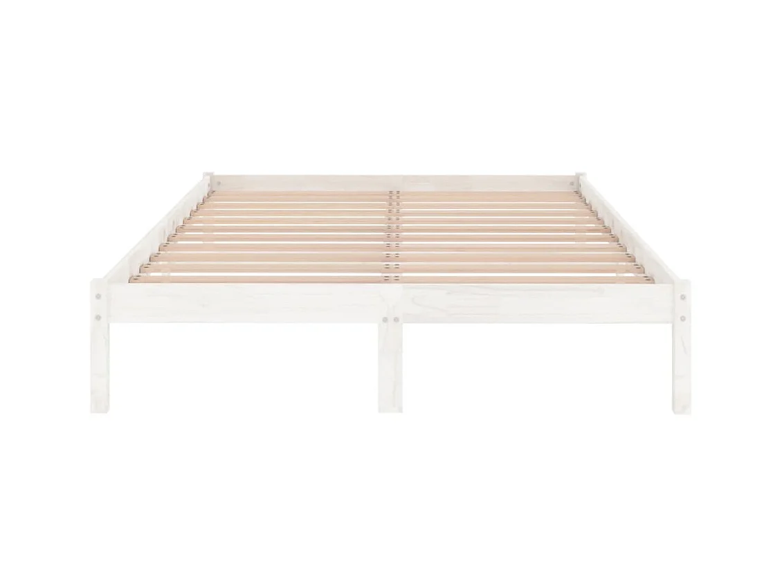 Cadre de lit Blanc Bois de pin massif 150x200 Natura
