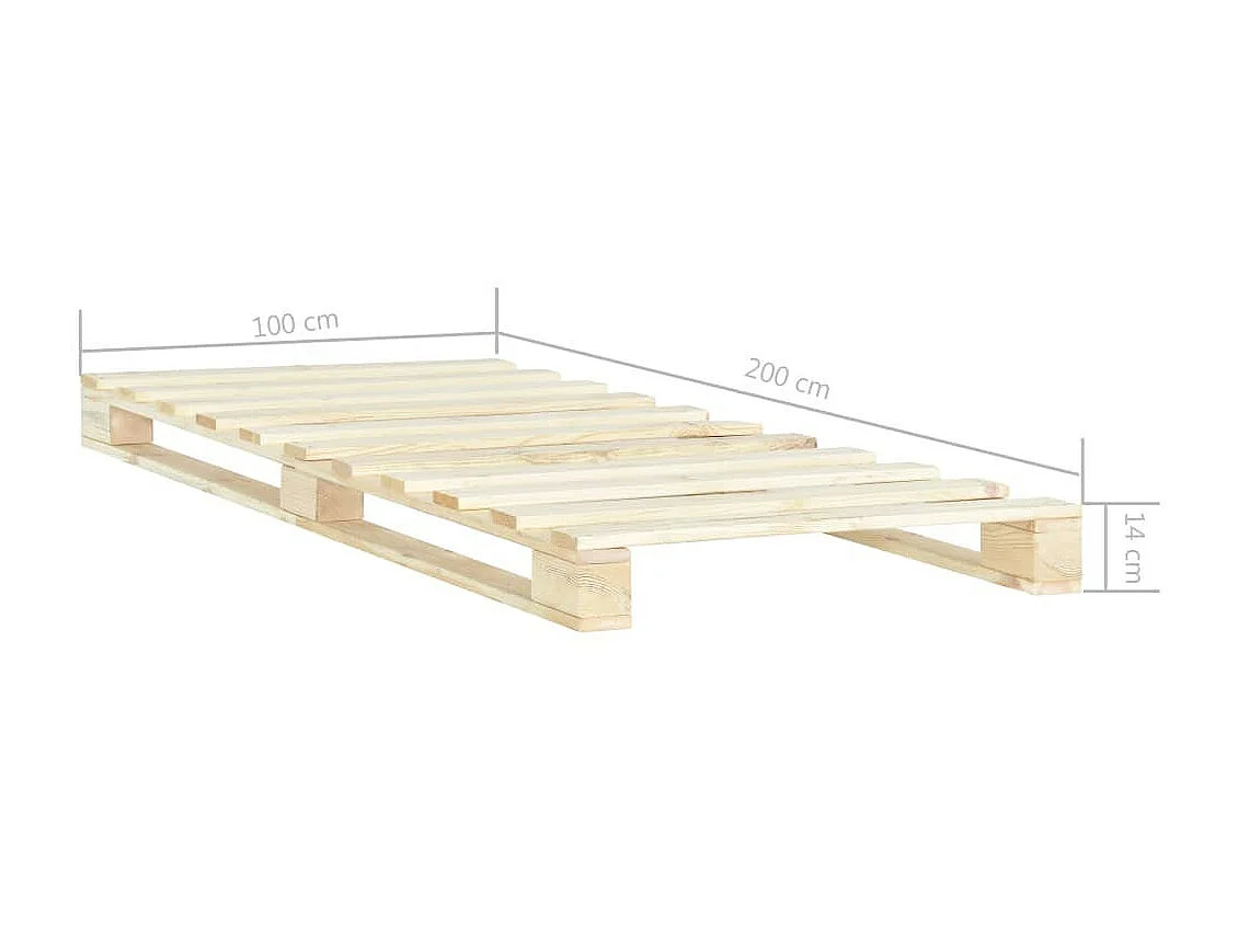 Cadre de lit de palette Bois de pin massif 100x200 2
