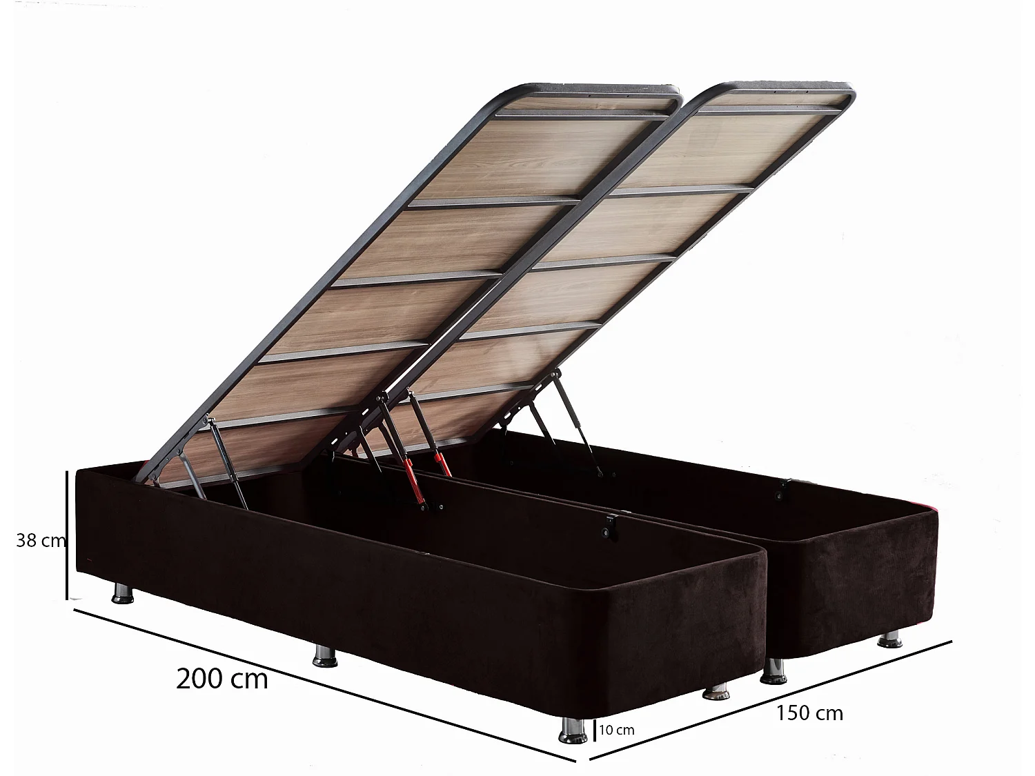 Cadre de lit avec coffre de rangement Rika - 6 tailles-Couchage 150x200 cm