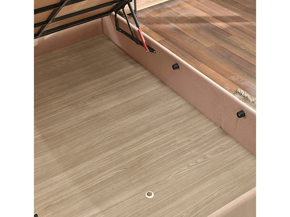 Cadre de lit avec coffre de rangement tissu marron clair Rika - 6 tailles-Couchage 90x190 cm