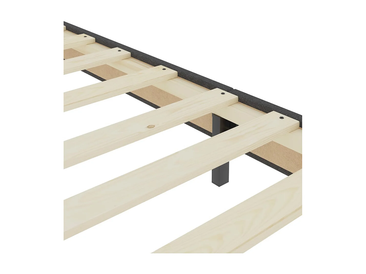 Sommier tapissier en tissu gris foncé sur pieds Sloka - Élégance et confort à 25.5cm de hauteur-160x200