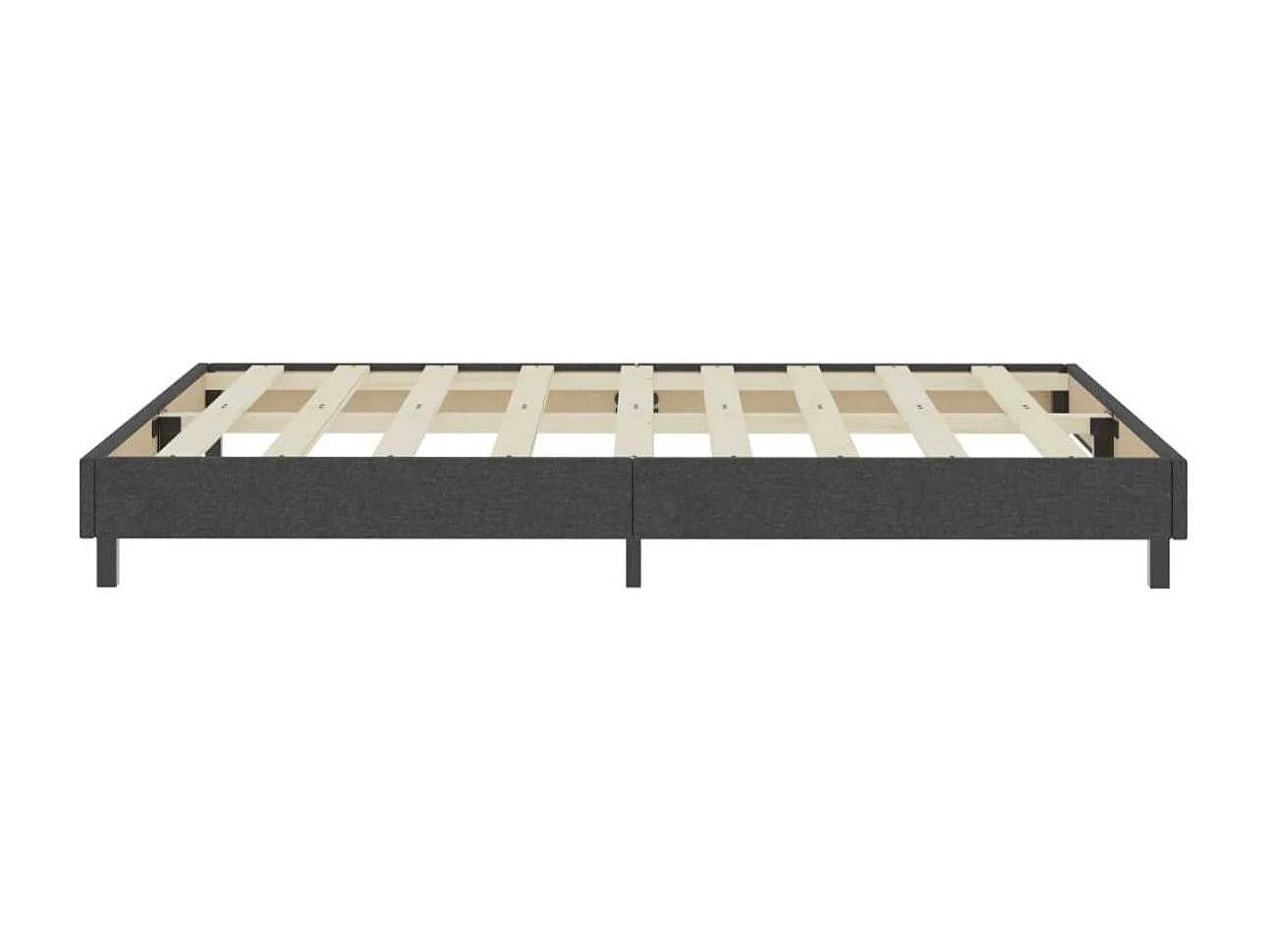 Sommier tapissier en tissu gris foncé sur pieds Sloka - Élégance et confort à 25.5cm de hauteur-160x200