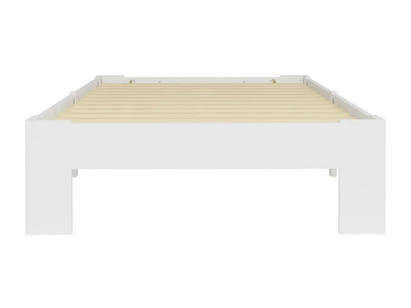 Lit Blanc Bois de pin massif 90x200 2