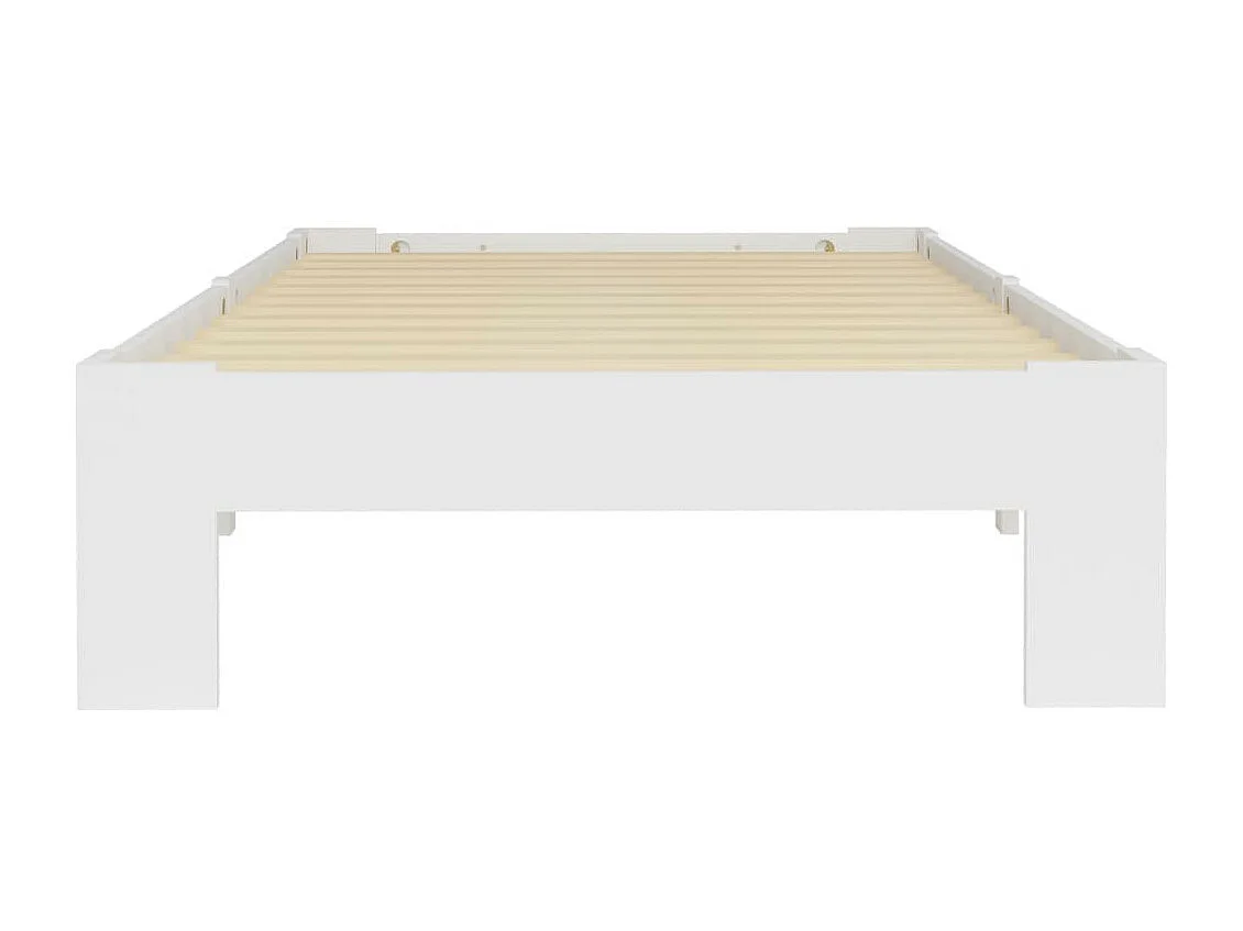 Lit Blanc Bois de pin massif 90x200 2