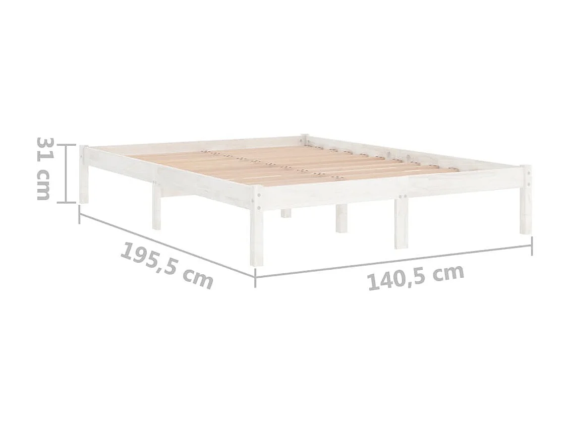 Cadre de lit Blanc Bois de pin massif 135x190 Natura