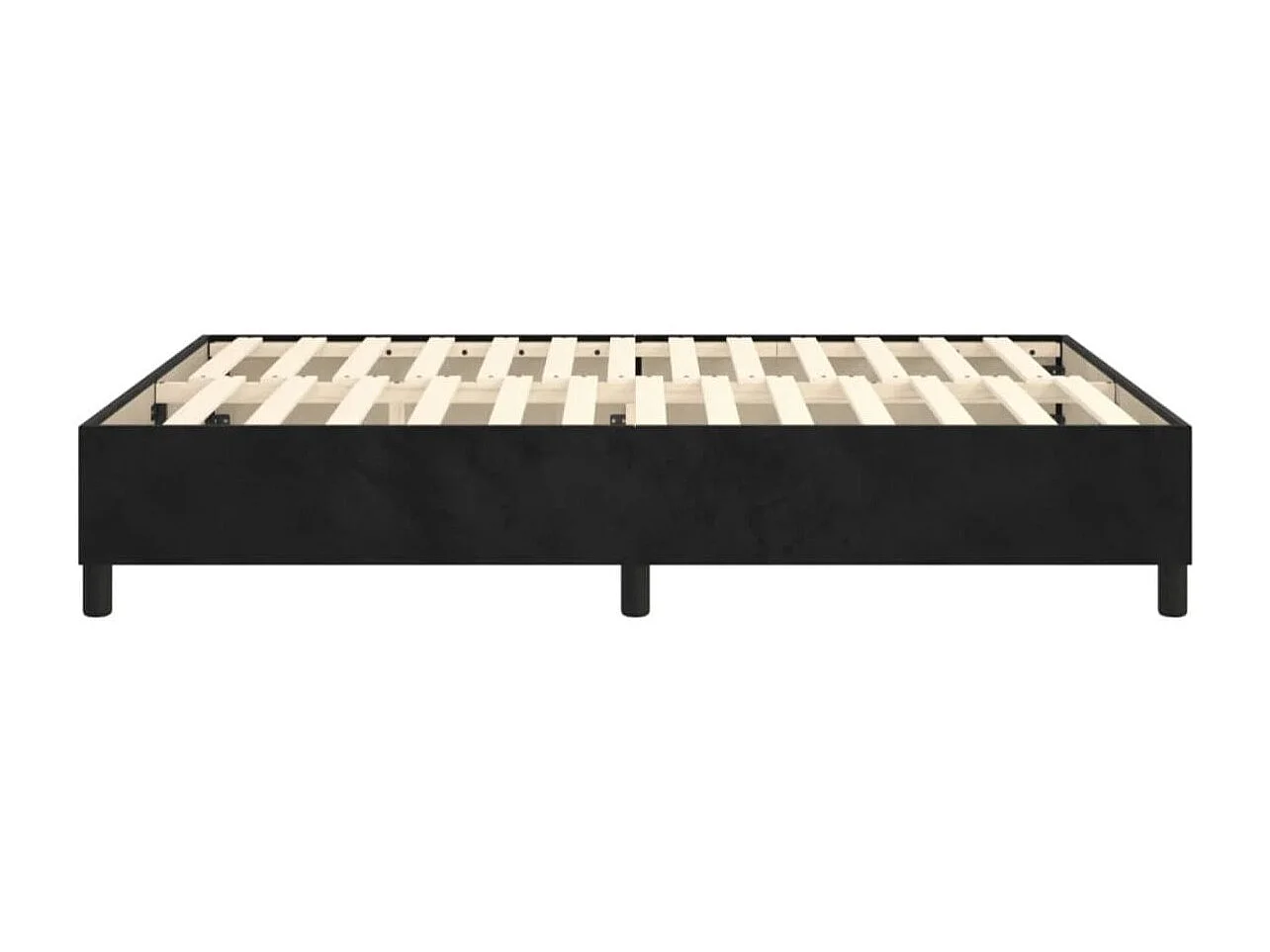 Cadre de lit 35cm en velours sur pieds Sloka - Élégance et confort-Noir-90x200