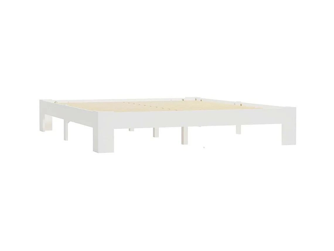 Estructura de cama de madera maciza de pino blanco 160x200 cm