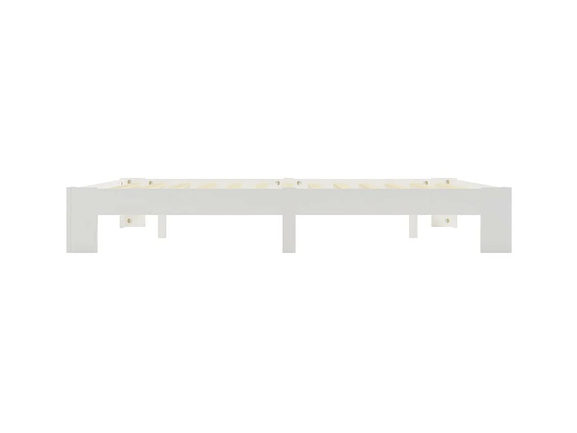 Estructura de cama de madera maciza de pino blanco 160x200 cm
