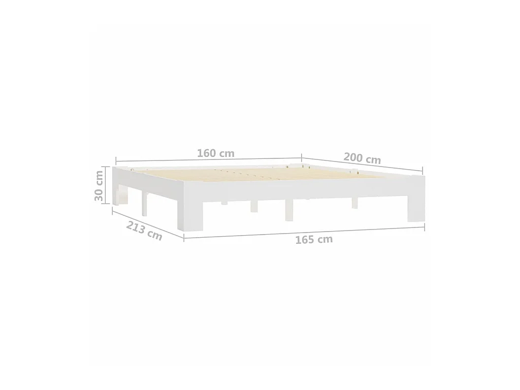 Estructura de cama de madera maciza de pino blanco 160x200 cm