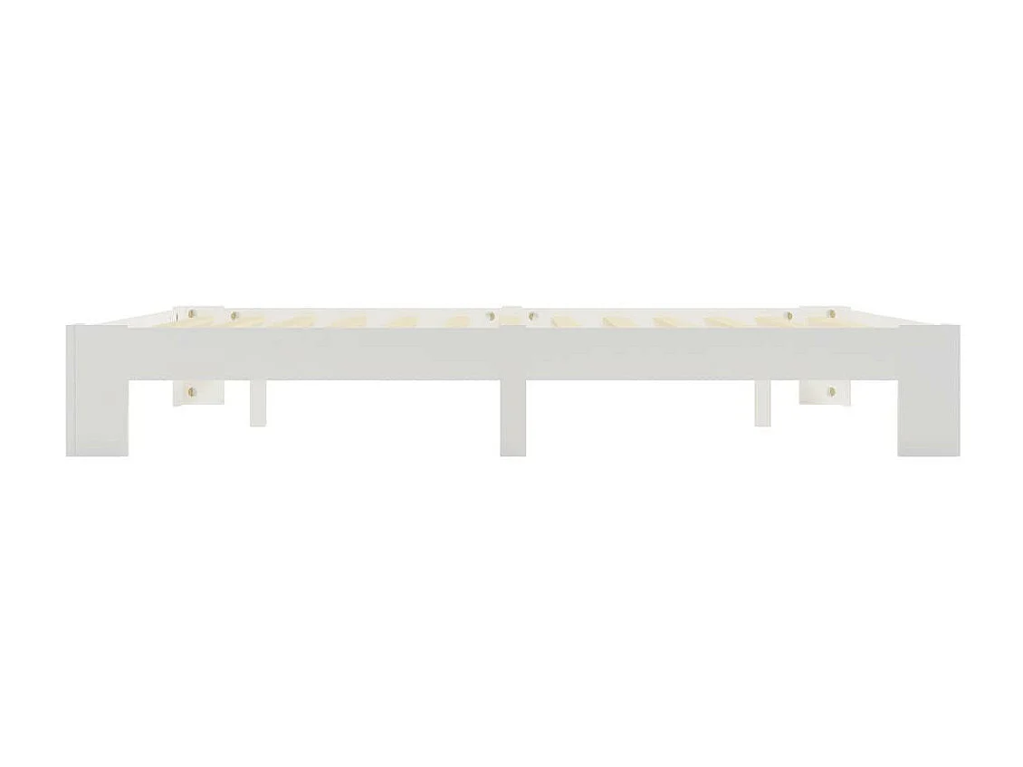 Cadre de lit Blanc Bois de pin massif 160x200 6