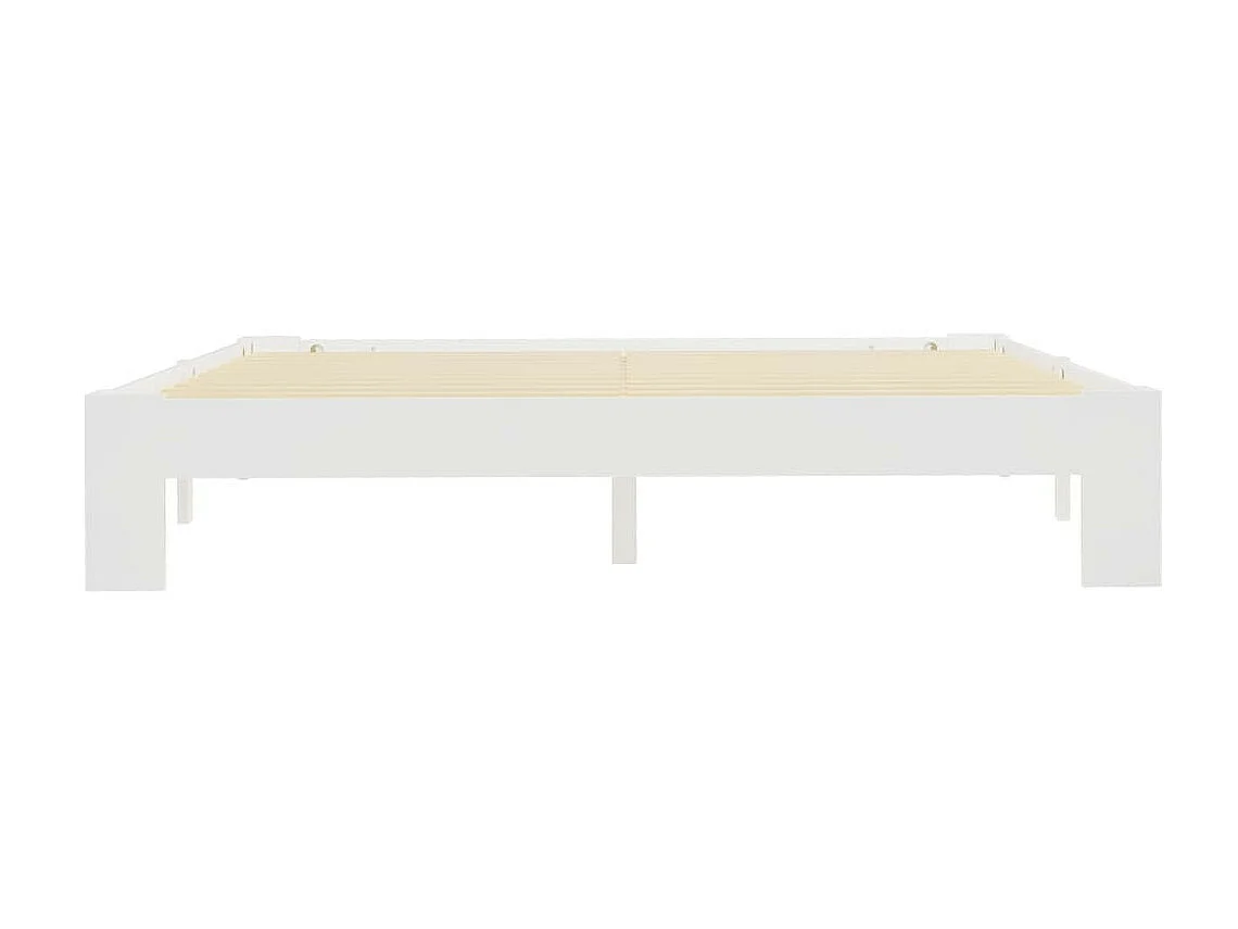 Cadre de lit Blanc Bois de pin massif 160x200 6